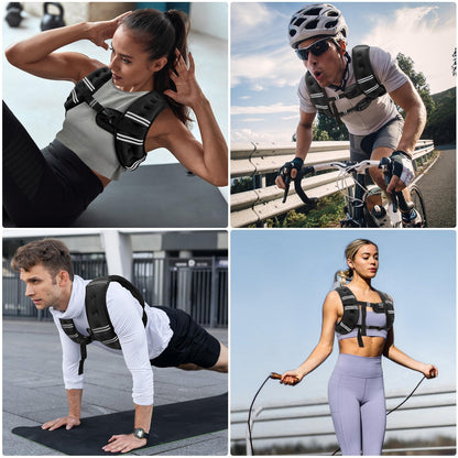 Zeerun Weighted Vest, 6lb/8lb/10lb/12lb/15lb/18lb/20lb/24lb/30lb for Men Women, Reflective Stripe