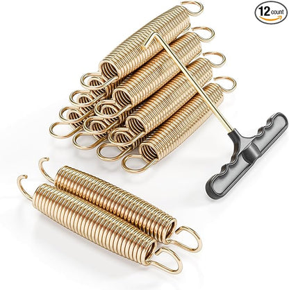 Trampoline Springs Heavy Duty with Swivel & Straight Hooks, Stainless Steel Trampoline Accessories Ideal Spring Replacement, Includes T-Hook Tool