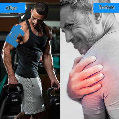 20PCS Kinesiology Tape for Shoulder, Shoulder Tape for Pain Relief Precut,Waterproof Breathable Shoulder Support & Stability Elastic, Latex-Free, Non-irritating to The Skin,Athletic Tape Four Colors