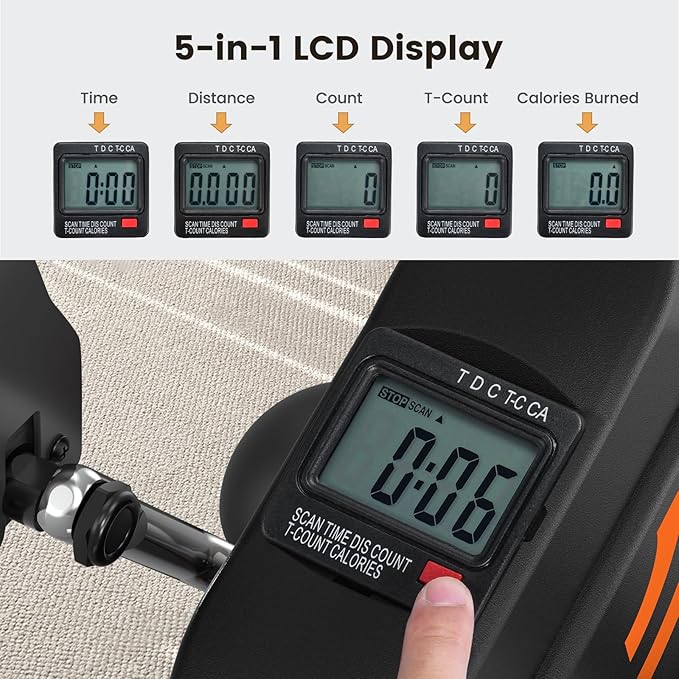 Sportneer Under Desk Bike Pedal Exerciser: Mini Exercise Bike Portable Peddler Sitting for Seniors with LCD Display Arm & Leg Bike Pedals Exerciser with Anti-Skid Mat for Home Office