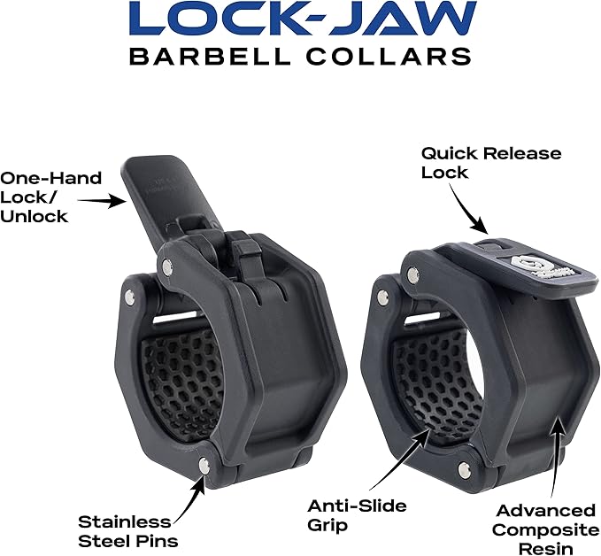 Lock-Jaw Sport Olympic Barbell Collar - Quick Release Barbell Clamp (Light Blue)