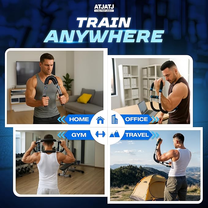 3-Level (50–100lbs) Twister Arm Trainer, Adjustable Chest & Bicep Workout Equipment for Men, Detachable Home Gym Shoulders and Forearms Muscle Training Fitness with Steel Frame & Ergonomic Handles