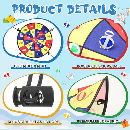 29" Dart Board Game Trampoline Accessories, Toss Game Dartboard with 20 Sticky Balls, Indoor & Outdoor Trampoline, Sport Fun Party Play Toys for Birthday Gifts