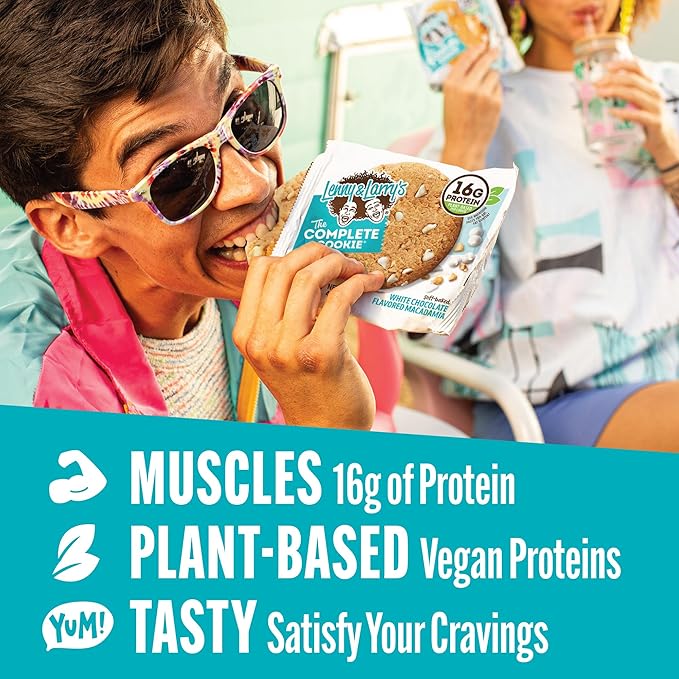 Lenny & Larry's The Complete Cookie, White Chocolate Flavored Macadamia, Soft Baked, 16g Plant Protein, Vegan, Non-GMO, 4 Ounce Cookie (Pack of 12)