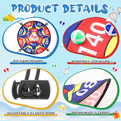 29" Dart Board Game Trampoline Accessories, Toss Game Dartboard with 20 Sticky Balls, Indoor & Outdoor Trampoline, Sport Fun Party Play Toys for Birthday Gifts