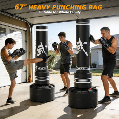 GIKPAL Freestanding Punching Bag for Adults 67'' Heavy Boxing Bag with Boxing Gloves, No Spring