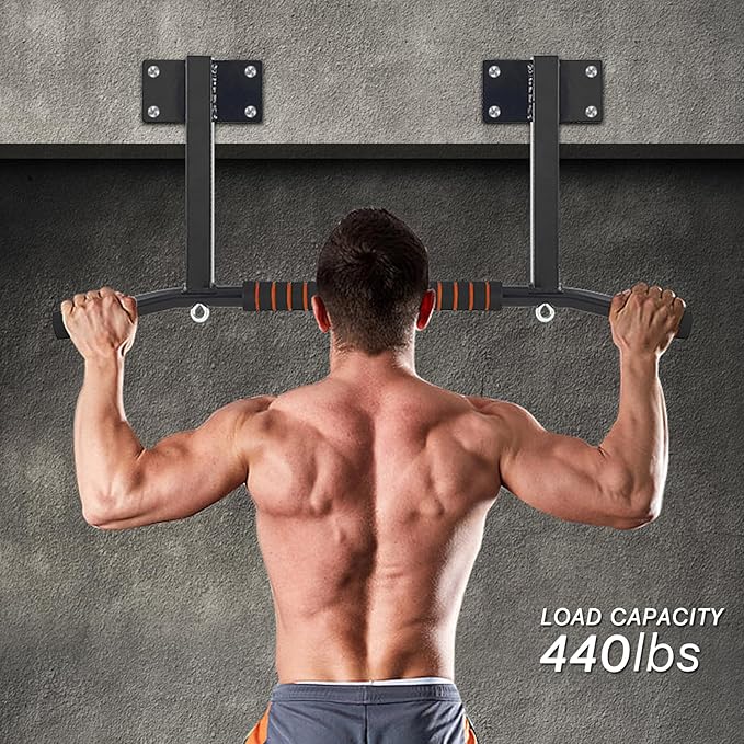 PLKO Wall Mount Pull Up Bar Wall Mounted Body Press Pull Up Bar Gym Chin-Up for Upper Body Workout
