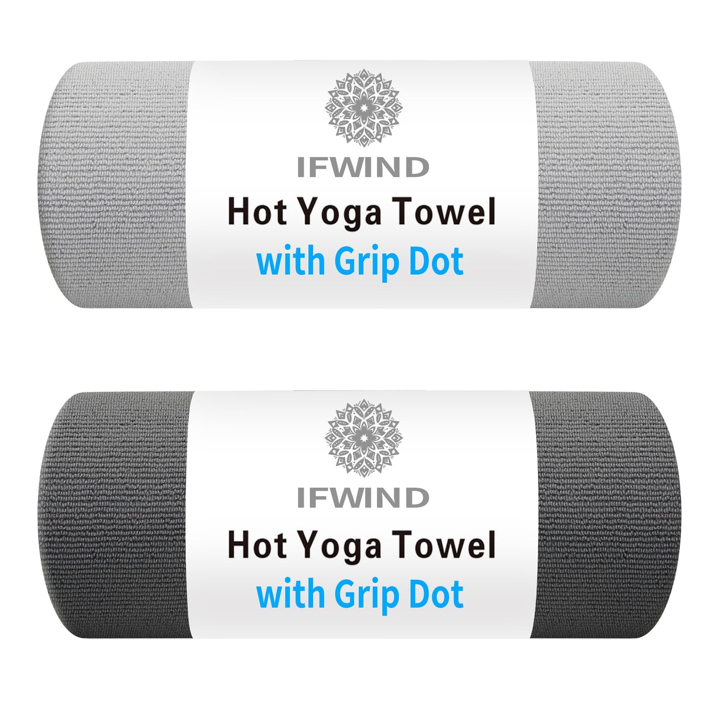 IFWIND 2 Pack Yoga Mat Towels with Grip Dot,Anti-Slip Hot Yoga Towel,Absorbent Microfiber Sweat Mat