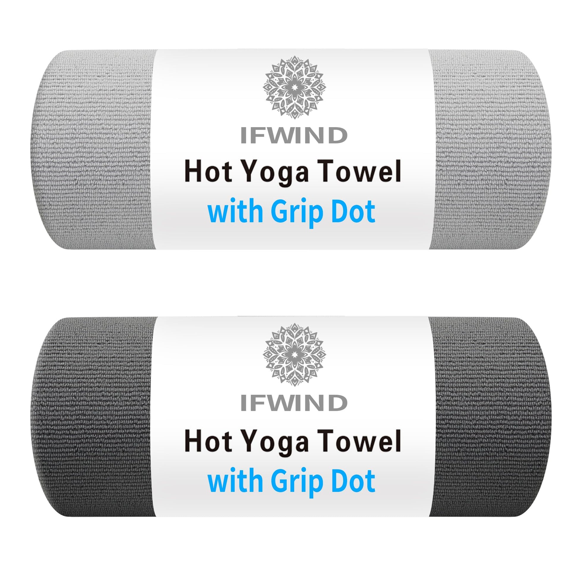 IFWIND 2 Pack Yoga Mat Towels with Grip Dot,Anti-Slip Hot Yoga Towel,Absorbent Microfiber Sweat Mat