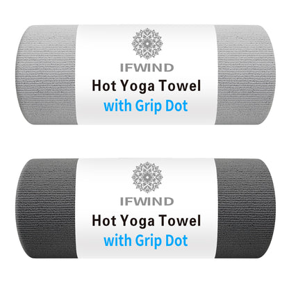 IFWIND 2 Pack Yoga Mat Towels with Grip Dot,Anti-Slip Hot Yoga Towel,Absorbent Microfiber Sweat Mat