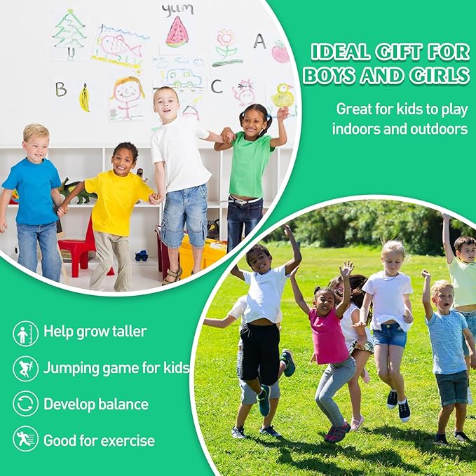 Layhit 2 Pcs Pogo Jumper with Handle for Kids Pump Pogo Ball Stick Jumper Balance Bounce Ball with Pump and Strong Grip for Adults Teen Indoor Outdoor