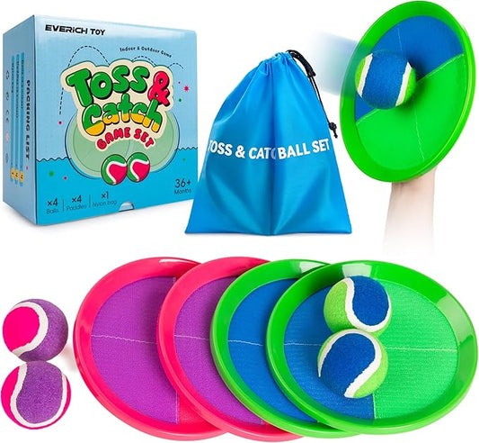 EVERICH Upgraded Toss and Catch Ball Game Set - Indoor and Outdoor Games for Kids 3-12, Beach Sand