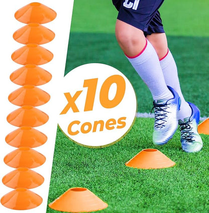 GHB Pro Agility Ladder Soccer Kick Trainer Set 20ft 12 Rung 10 Cones and 4 Stakes Speed Agility Football Training Equipment with Carrying Bag