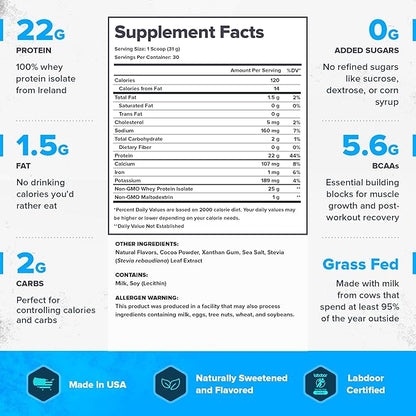 LEGION Whey+ Protein Whey Isolate from Grass Fed Cows - Whey Protein Isolate Powder Low Calorie, Non-GMO, Sugar Free, Lactose and Gluten Free, All Natural Protein Powder for Men & Women 30 Servings