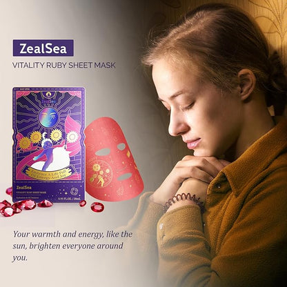 Zealsea Face Masks Skincare, Collagen Face Mask for Anti Aging, Hydrating Face Masks, Astaxanthin Q10 Face Mask for Antioxidant, Magic All-in-one Sheet Mask, Self Care Gift for at Home Spa Party 6pack