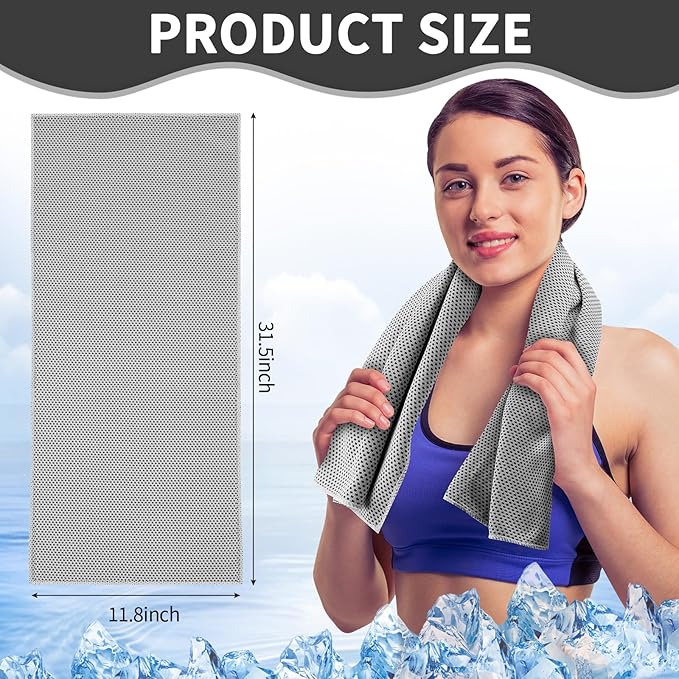 Honoson Cooling Towel Bulk - Neck & Face Cool Chilly Towels Microfiber Breathable Sport Sweat Rag for Gym, Yoga, Travel, Camping, Running, Outdoor