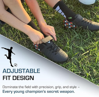 Soccer Cleats for Kids & Youth | Lightweight Football Shoes for Firm Ground | Durable Girls & Boys Soccer Cleats with Non-Slip Sole | Comfortable Soccer Boots | Unisex Size 11-6