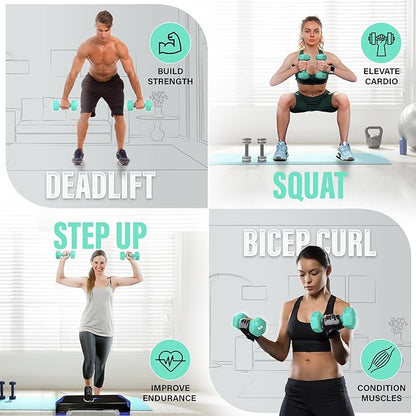 Yes4All Vinyl Hexagon Dumbbell - Dumbbells Set of 2 Hand Weights for Home Gym & Strength Training (2-15 lbs Weight Options)