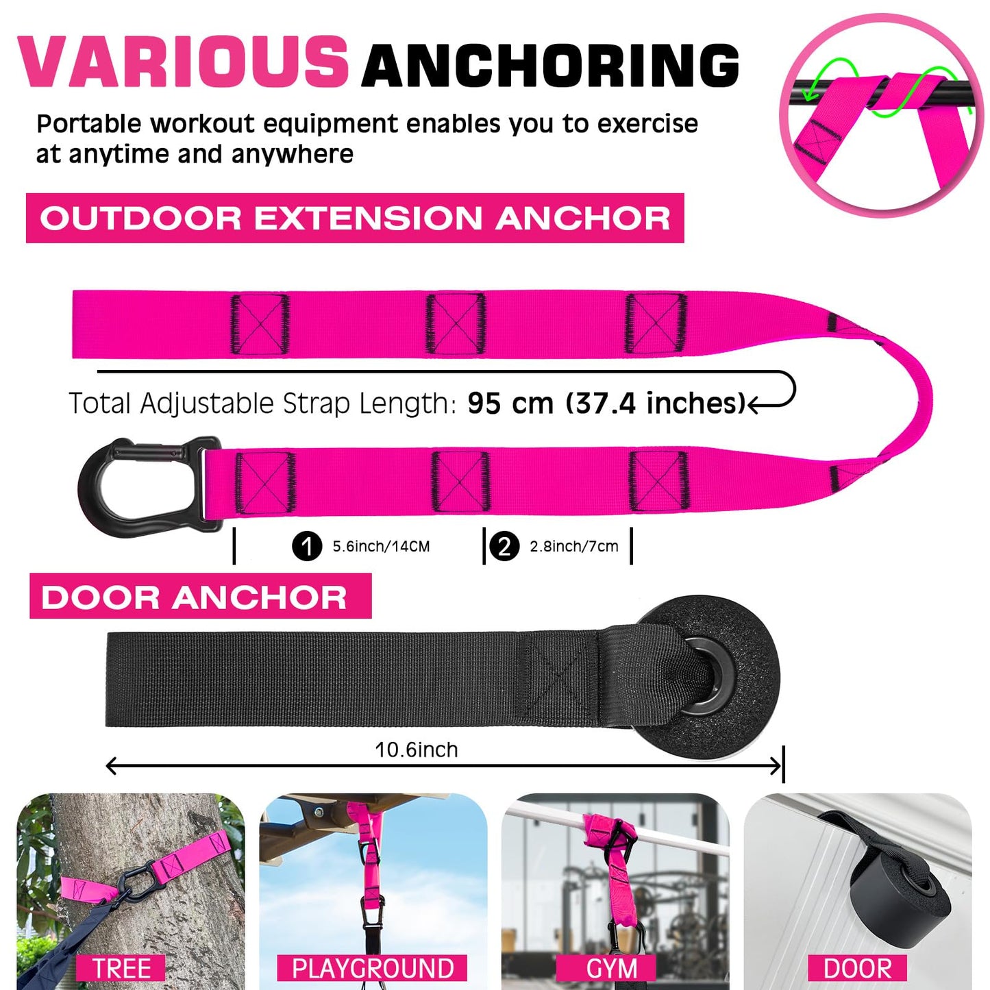 Home Resistance Training Kit, Suspension Trainer Straps with Adjustable Extension, Door Anchor, and