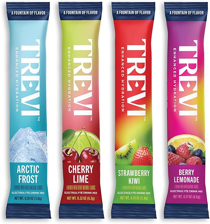 TREVI™ Sugar Free Electrolytes - Drink Mix Hydration Powder Packets - 28 Count - Favorites Variety Pack - Cherry Lime, Strawberry Kiwi, Berry Lemonade, Arctic Frost