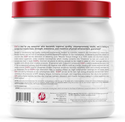 Metabolic Nutrition, CGP, Creatine Glycerol Phosphate, 100% Micronized Creatine Powder, Pre Intra Post Workout Supplement, Fruit Punch, 400 Grams (40 Servings)