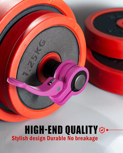 Narrow Barbell Clips 2.5cm Width for Olympic Bars, 0.9-1.18inch Adjustable Weight Clamps, Quick Release Locking Collars for Weightlifting