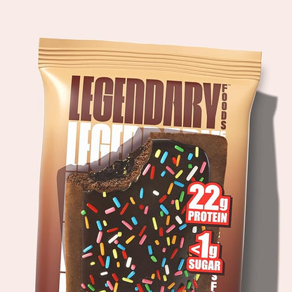 Legendary Foods 22g Protein Pastry+ Double Chocolate, Low Carb Meal Replacement Bar, Low Glycemic, Gluten Free Protien Snacks, Healthy Keto Snack, 8 Zero Sugar Energy Bars, Bariatric Diabetic Friendly