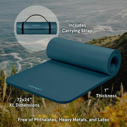 Retrospec Solana 1" Extra Thick Yoga Mat Non Slip Exercise Mat w/Strap