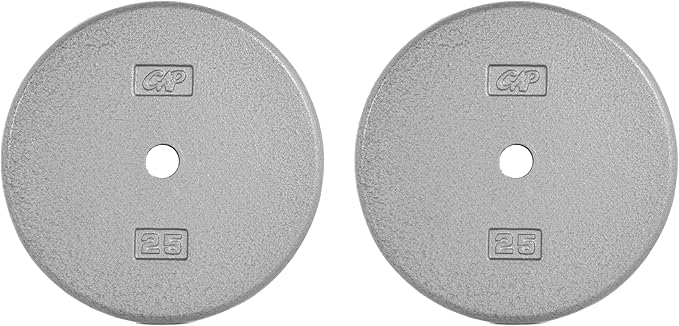 CAP Barbell Standard 1-Inch Cast Iron Weight Plates - Singles & Sets | 1.25-50 lbs | Multiple Options
