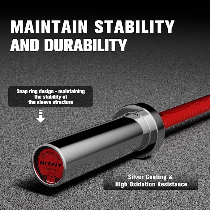 RITFIT Olympic Barbell 4ft/4.8ft/6ft - 2 Inch Weight Bar for Strength Training, Weightlifting, Squat, Deadlift, Bench Press, Curl, Overhead Press - 350lbs/500lbs Capacity