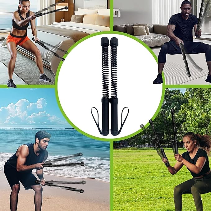 Ropeless Battle Rope Battle Ropes for Home Gym - 2PCS workout ropes with Non-Slip Handles, Durable Workout Ropes for All Fitness Levels