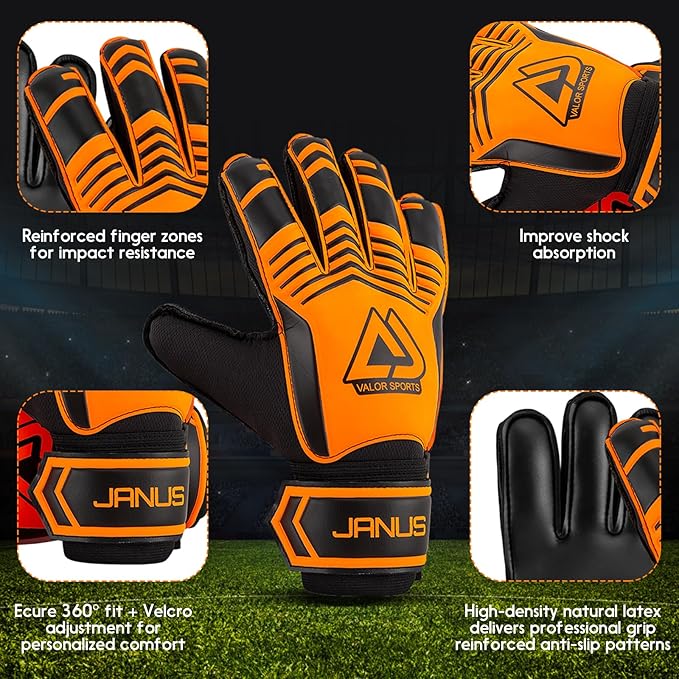 Soccer Goalkeeper Gloves with Finger Protection to Prevent Injuries, Strong Grip for Tough Tackles, Breathable Goal Keeper Gloves for for Kids, Youth and Adult