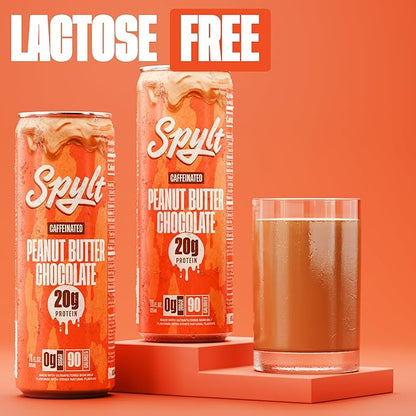 High Protein Peanut Butter Chocolate Milk with 60mg Caffeine & 20g Protein - 90 Calories, Ready to Drink, Sugar Free, Lactose Free Milk, Perfect for Workout Recovery & Afternoon Pick Me Up - 12 Count