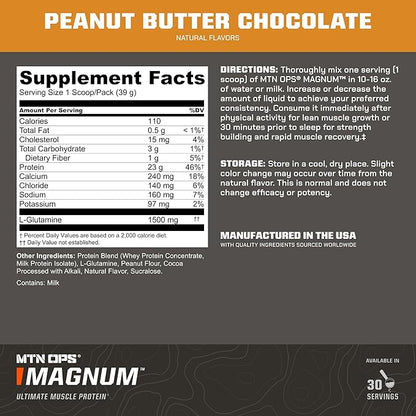 MTN OPS Magnum Peanut Butter Chocolate Protein Powder | 23g of Whey Isolate Protein & Milk Protein with BCAAs | Zero Sugar & Gluten Free | Peanut Butter Chocolate, 30 Servings