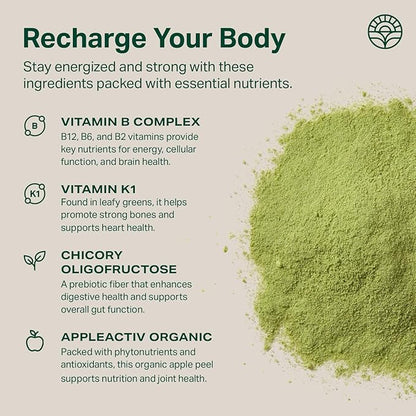 Proper, The Greens Daily Boost Organic Greens Powder. Whole Food, Apple Flavor Veggie Powder Superfood with Wheatgrass, Spirulina, Chlorella, Probiotics. Daily Drink Mix for Wellness and Digestion