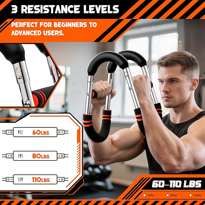 Twister Arm Trainer for Men - Adjustable 3-Level Resistance (60-110 lbs) Chest Exerciser, Arm Trainer & Home Gym Workout Equipment for Biceps, Triceps, Shoulders & Chest