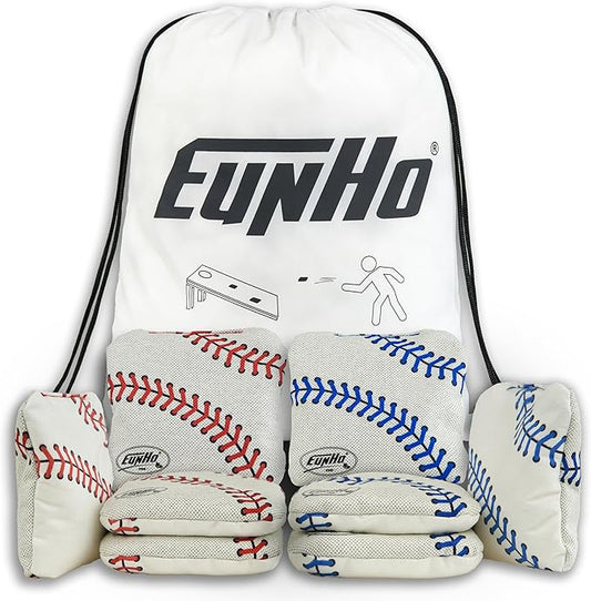 EunHo Dual Sided Cornhole Bags Regulation Set of 8 Professional Cornhole Bean Bags Slick and Stick