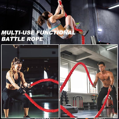 Battle Rope 1/1.26/1.5/2 Inch Diameter,Pink 30FT/40FT/50FT Exercise Workout Ropes for Home Gym Heavy Weighted Training Rope for Working Out