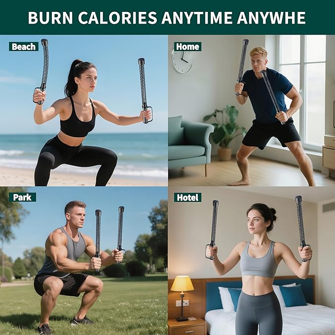 2PCS Ropeless Battle Rope – Portable Workout Ropes for Home Gym with Non-Slip Gloves, Low-Impact HIIT and Strength Workouts, Fitness Equipment for Full-Body Exercise,Men Women