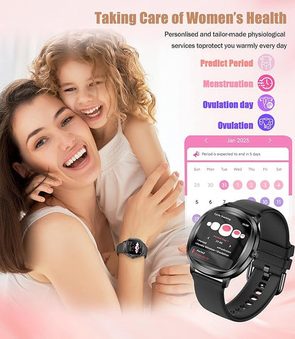 Women's 2pc Band Sports Watch/Smart Watch 1.72" Fitness Tracker with Heart Rate Monitor, 100+ Sports Modes, Sleep Tracking, 7-Day Battery, IP68 Waterproof (Black)