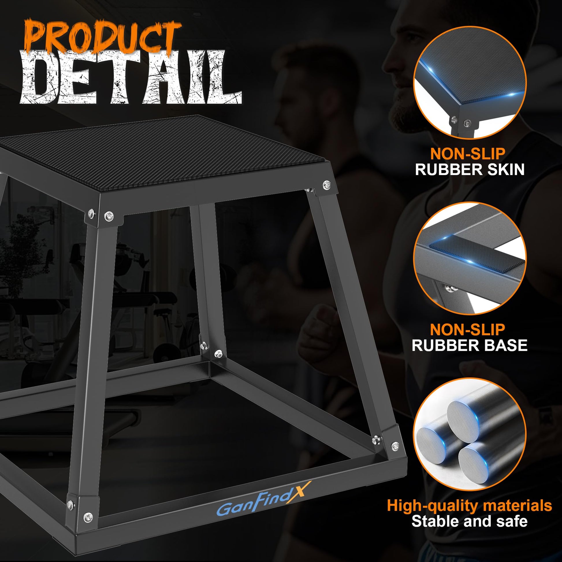 GanFindX 12/18/24" Metal Plyometric Jump Box, Heavy Duty Fitness Platform