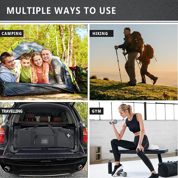 86l Large Duffel Bag For Travel, Gym & Sports - Water Repellent Polyester, Hidden Straps, Shoe Compartment - Perfect Luggage Duffle Bag Or Backpack For Men & Women