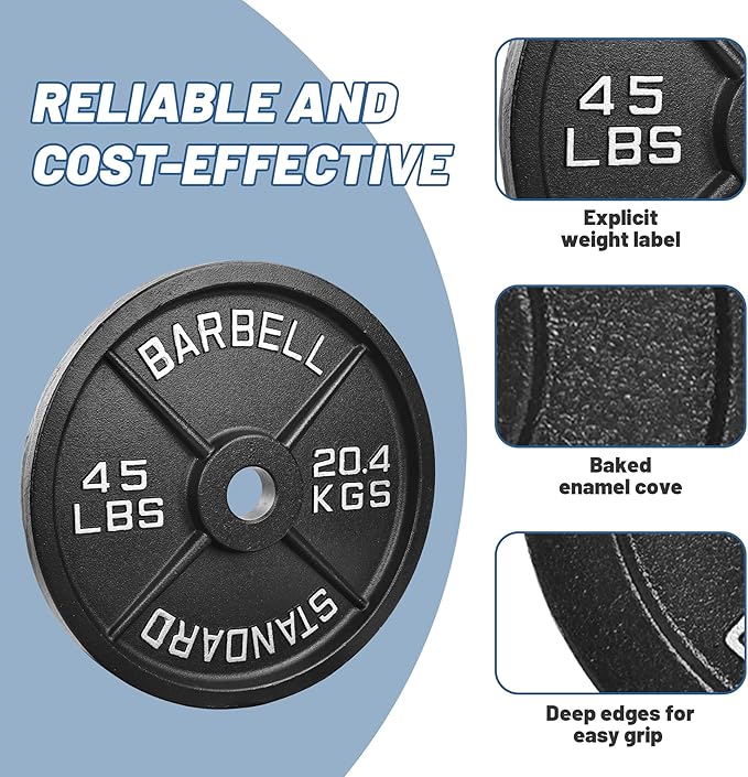 Professional-Grade Cast Iron Weight Plates | Dual-Hole Weight Plates with 2-Inch Bore | Ideal for Strength Training and Weightlifting | Multiple Weight Options Available