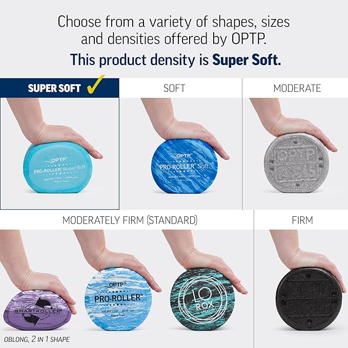 OPTP PRO-Roller Super Soft Density Foam Roller 36 in - Light Blue Low Density Foam Roller for Exercise, Gentle Massage, and Physical Therapy 36" x 6" Round