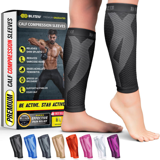 BLITZU Calf Compression Sleeves, Footless Compression Socks for Men & Women