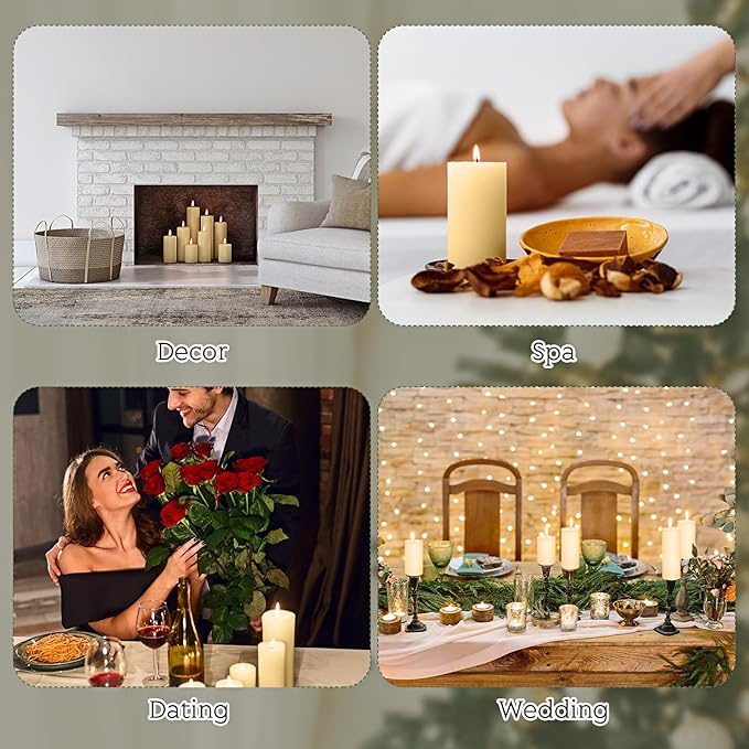 Shihanee 36 Pcs Pillar Candles 3 in x 3,4,5,6,8,10 Dripless Unscented Smokeless Candle Long Burning Decorative Rustic Candles with Cotton Wick for Wedding Home Fireplace (Ivory White)