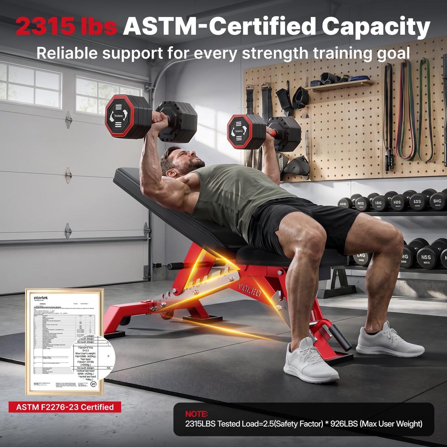 YOLEO Commercial Adjustable Weight Bench, ASTM Certified 2315LB, 8-Gauge Steel Workout Bench