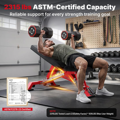 YOLEO Commercial Adjustable Weight Bench, ASTM Certified 2315LB, 8-Gauge Steel Workout Bench