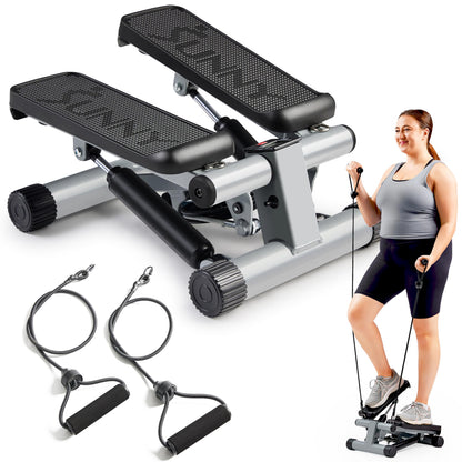 Sunny Health & Fitness Mini Stair Stepper with Resistance Bands for Cardio
