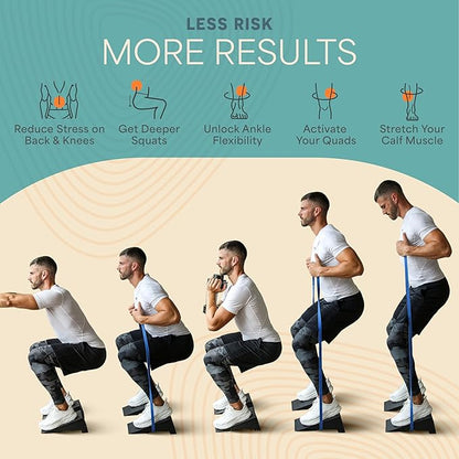 Lifepro 2pcs Metal Squat Wedge Block Non-Slip Squat Wedge with Resistance Band, Slant Board 1200 lbs Calf Stretcher Elevated Squat Tool for Squat and Stretching Exercises (Large 13.7")
